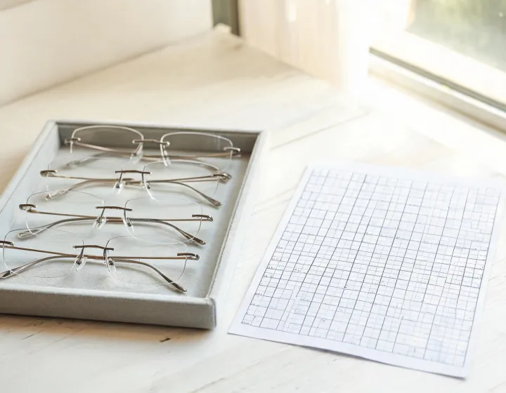 Rimless glasses men layout for application review