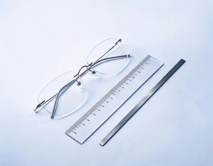 Rimless eyeglasses layout sketch for inquiry comparison
